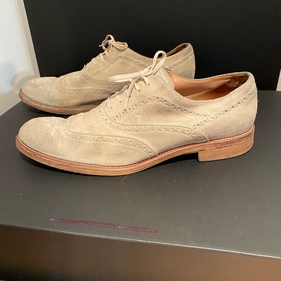 TOD’S Men’s Tan Suede Brogue Shoes Sz 10 - Picture 5 of 9